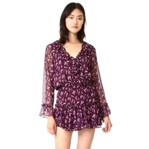 MISA LOS ANGELES Tiered Ruffle Purple Floral Dress – Small - Picture 5 of 13